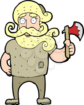 Royalty Free Clipart Image of a Man Holding an Axe