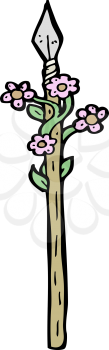 Royalty Free Clipart Image of a Spear with Flowers