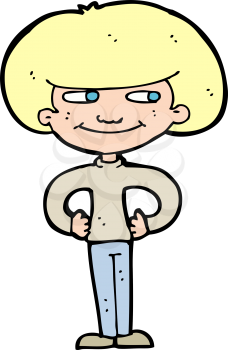 Royalty Free Clipart Image of a Boy with Hands on Hips