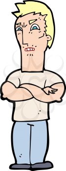 Royalty Free Clipart Image of an Angry Man with Arms Crossed