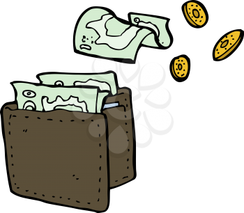 Royalty Free Clipart Image of Money in a Wallet
