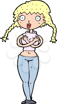 Royalty Free Clipart Image of a Woman Covering Herself