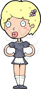 Royalty Free Clipart Image of a Woman in a Maid Outfit