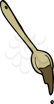 Royalty Free Clipart Image of a Wooden Spoon Dripping