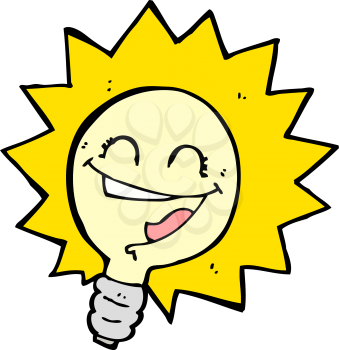 Royalty Free Clipart Image of a Happy Lightbulb