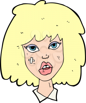 cartoon woman with bruised face