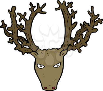 Royalty Free Clipart Image of a Deer Head with Many Antlers