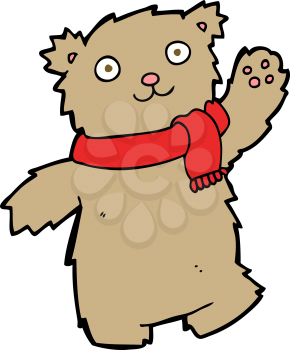 Royalty Free Clipart Image of a Bear Wearing a Scarf