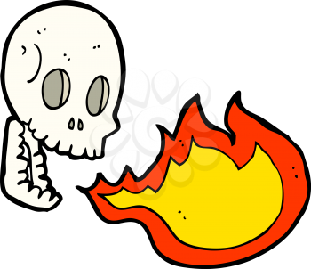 Royalty Free Clipart Image of a Fire Breathing Skull