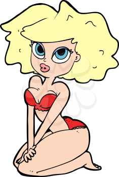 Royalty Free Clipart Image of a Woman Posing Sexy