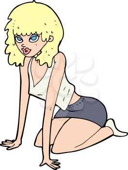 Royalty Free Clipart Image of a Woman Kneeling