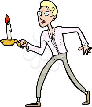 Royalty Free Clipart Image of a Person Walking with a Candlestick