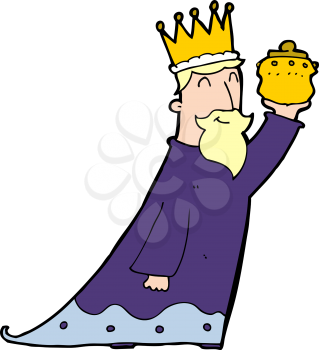 Royalty Free Clipart Image of a King Holding a Gift