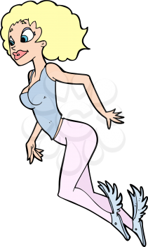 Royalty Free Clipart Image of a Flying Woman