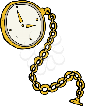Royalty Free Clipart Image of a Gold Pocket Watch