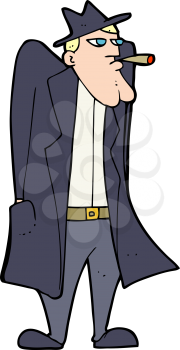 Royalty Free Clipart Image of a Man in a Trench Coat