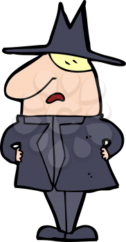 Royalty Free Clipart Image of a Man in a Coat and Hat
