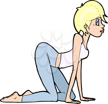Royalty Free Clipart Image of a Woman on all Fours