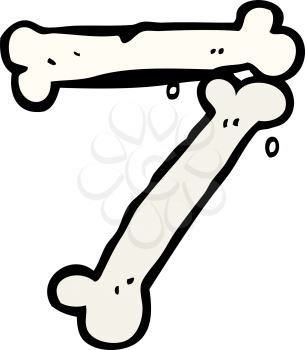Royalty Free Clipart Image of a Number 7 Made of Bones