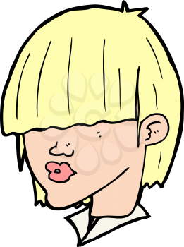 Royalty Free Clipart Image of a Woman with Long Bangs