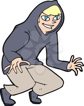 Royalty Free Clipart Image of a Man in a Hooded Sweatshirt