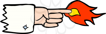 Royalty Free Clipart Image of a Flaming Pointing Finger