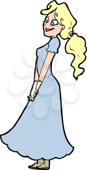 Royalty Free Clipart Image of a Woman in a Long Dress