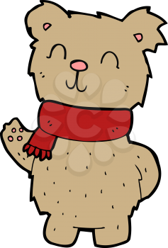 Royalty Free Clipart Image of a Waving Teddy Bear