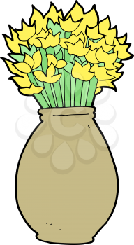 Royalty Free Clipart Image of a Vase of Flowers