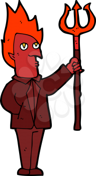 Royalty Free Clipart Image of a Devil with a Pitchfork