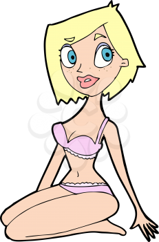 Royalty Free Clipart Image of a Woman in Her Underclothes