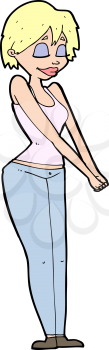 Royalty Free Clipart Image of a Woman With Hands Clasped