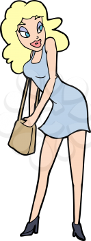 Royalty Free Clipart Image of a Woman Holding a Purse
