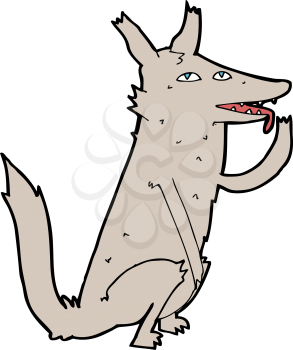 Royalty Free Clipart Image of a Wolf Licking Paw