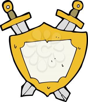 Royalty Free Clipart Image of a Shield and Swords