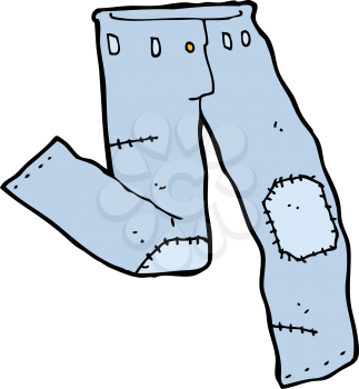 Royalty Free Clipart Image of a Patched Pair of Jeans