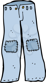 Royalty Free Clipart Image of a Pair of Patched Jeans