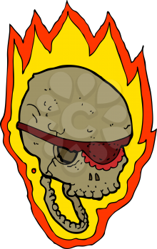 Royalty Free Clipart Image of a Flaming Skull