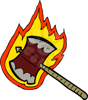 Royalty Free Clipart Image of a Flaming Axe