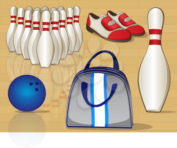 Collection of cartoon bowling icons