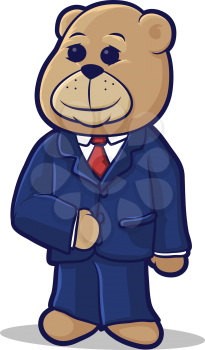 Cartoon teddy bear wearing a business suit