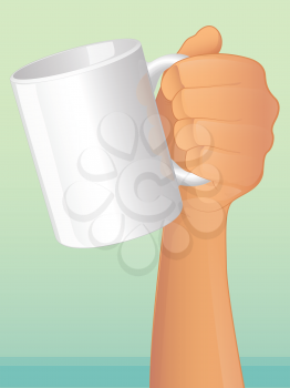 Hand holding a coffee mug