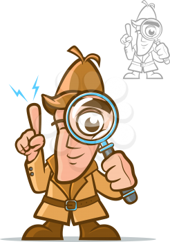 Illustration of a classic sleuth with magnifying glass