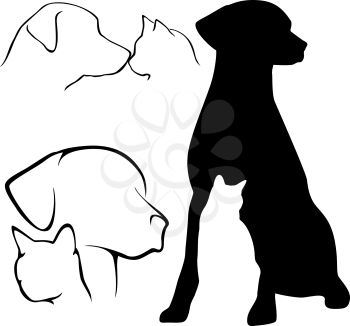 Various cat and dog outlines
