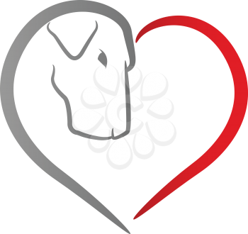 Icon of a dog's head within a red heart