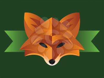 Illustration of a modern fox face on green background