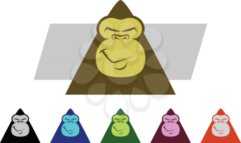 Set of various colored Gorilla Mascot Characters