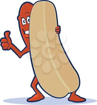 Illustration of a hotdog giving a thumbs up