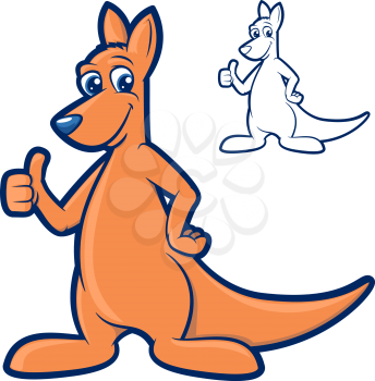 Cartoon kangaroo with his thumb up and smiling
