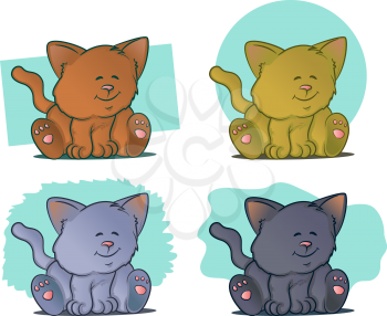 Color variations of kittens sitting and smiling